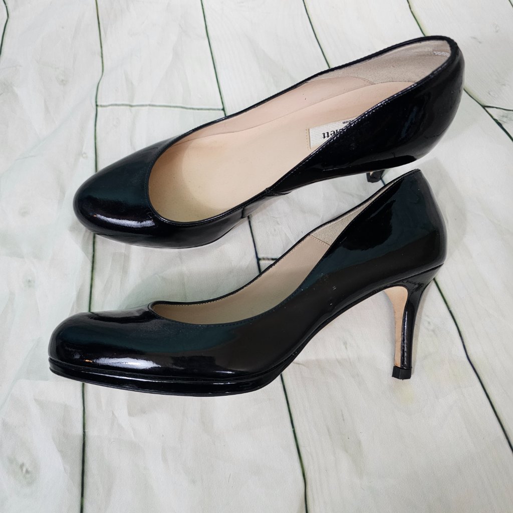 L.K.Bennett Black Patent Leather Sabira Heels Pumps~Size 39